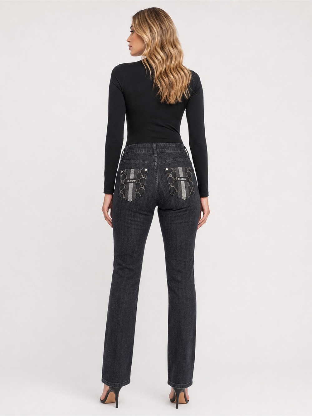 bebe Premium Denim Low Rise Bootcut Jeans Rhinestone Bling Y2K Size 28 ✨ - Picture 2 of 16